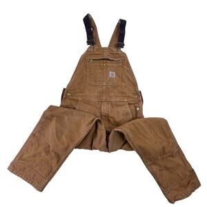 Carhartt Men’s 34x32 unlined duck bib overalls, slightly worn